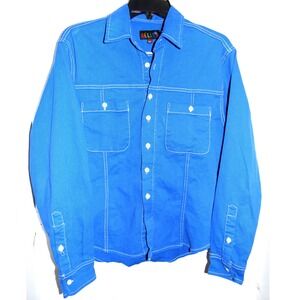 Delia's denim shirt Women's XS Blue white Oversized Stretch button up